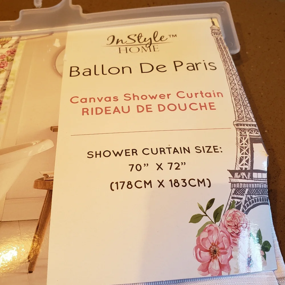 White Paris Themed Shower Curtain